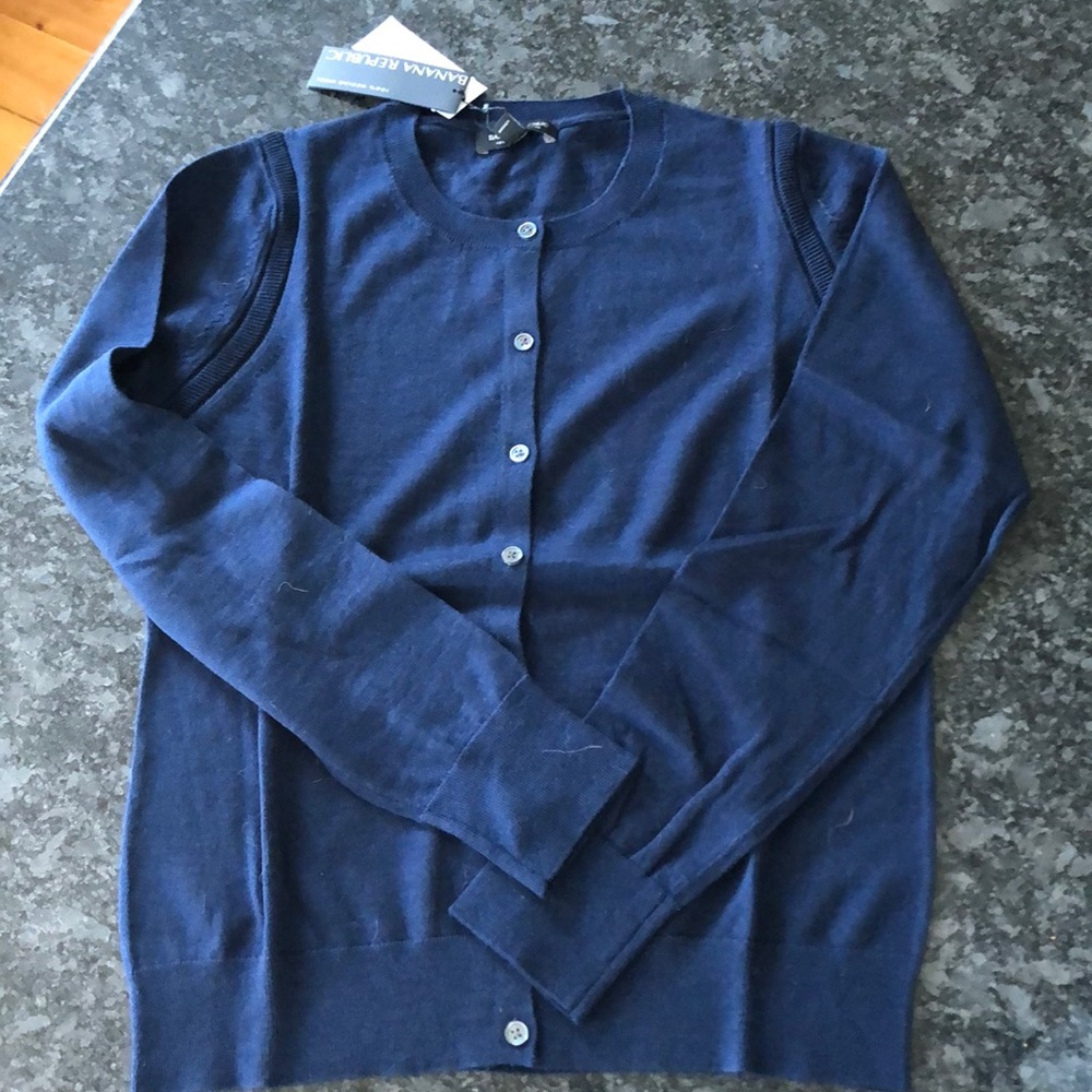 NWT navy wool Banana Republic cardigan sweater